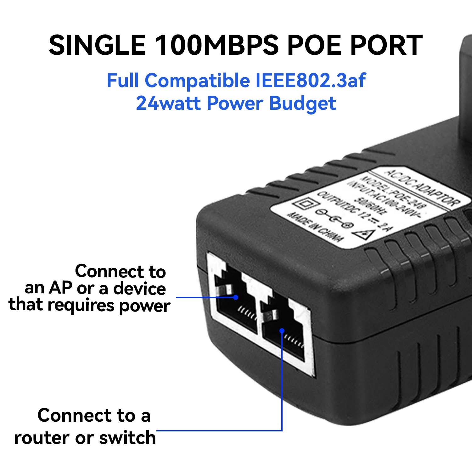 Inyector POE Ethernet de 48V/1 - Power Over Ethernet reseña y precio